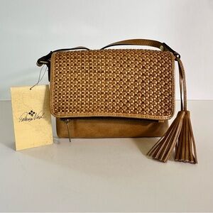 NWT Patricia‎ Nash Small Woven Tan Leather Crossbody Bag Purse